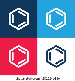 Benzene blue and red four color minimal icon set