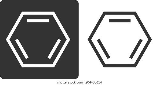 Benzene (C6H6) Aromatic Hydrocarbon Molecule, Flat Icon Style. Skeletal Formula. 