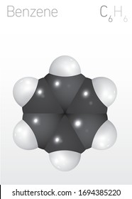 Benzene C6H6 Structural Chemical Formula and Molecule Model. Chemistry Education Vector Illustration