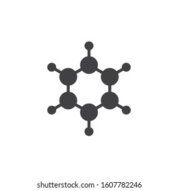 Benzene molecular geometry vector icon. filled flat sign for mobile concept and web design. C6H6 formula glyph icon. Symbol, logo illustration. Vector graphics
