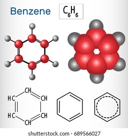 Benzene Molecule Structural Chemical Formula Model Stock Vector ...