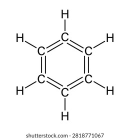 Benzene molecule structure diagram, chemical formula, science and education concept