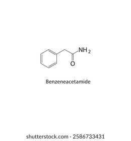 Benzeneacetamide skeletal structure.Amide compound schematic illustration. Simple diagram, chemical formula.