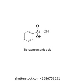 Benzenearsonic acid skeletal structure.Organometallic Compound compound schematic illustration. Simple diagram, chemical formula.