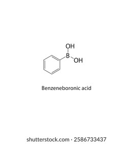 Benzeneboronic acid skeletal structure.Organoboron Compound compound schematic illustration. Simple diagram, chemical formula.