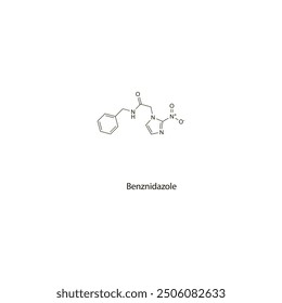 Benznidazole flat skeletal molecular structure Antiprotozoal drug used in American trypanosomiasis treatment. Vector illustration scientific diagram.