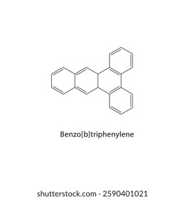 Benzo[b]triphenylene skeletal structure.Polycyclic Aromatic Hydrocarbon compound schematic illustration. Simple diagram, chemical formula.