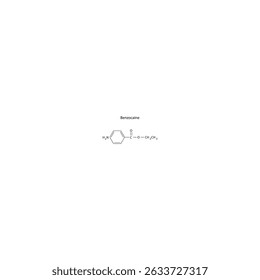 Fórmula esquelética de benzocaína. Ilustración esquemática simple de la molécula de fármaco anestésico local.