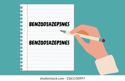 Benzodiazepines. Benzodiazepines pills in RX prescription drug bottle vector illustration 