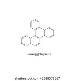 Benzo[g]chrysene skeletal structure.Polycyclic Aromatic Hydrocarbon compound schematic illustration. Simple diagram, chemical formula.