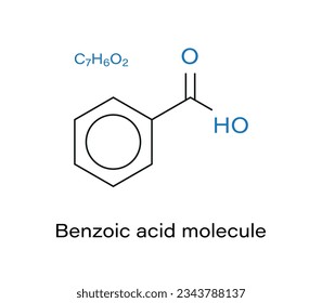 Benzoic acid molecule structural formula vector illustration.