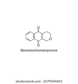 Benzoisochromanquinone skeletal structure.Quinone compound schematic illustration. Simple diagram, chemical structure.