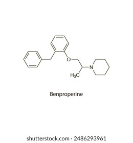 Benzonatate flat skeletal molecular structure Antitussive drug used in cough treatment. Vector illustration scientific diagram.