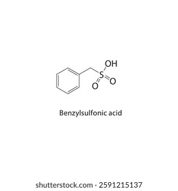 Benzylsulfonic acid skeletal structure.Sulfonic Acid compound schematic illustration. Simple diagram, chemical formula.