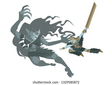 beowulf fighting the mother of grendel ogre underwater