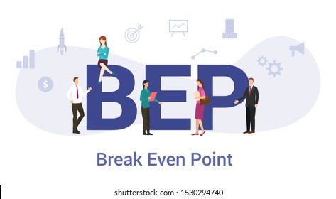 bep break even point concept with big word or text and team people with modern flat style - vector