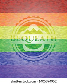 Bequeath emblem on mosaic background with the colors of the LGBT flag