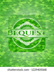 Bequest green emblem. Mosaic background