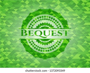 Bequest green emblem with mosaic background