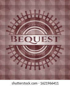 Bequest red seamless badge with geometric background.