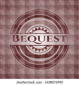 Bequest red seamless emblem or badge with abstract geometric polygonal pattern background.
