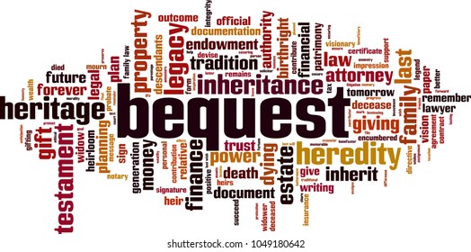 Bequest word cloud concept. Vector illustration