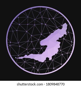 Bequia icon. Vector polygonal map of the island. Bequia icon in geometric style. The island map with purple low poly gradient on dark background.