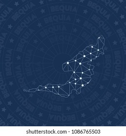 Bequia network style island map. Ideal space style, modern design for infographics or presentation.