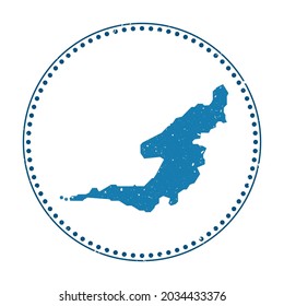 Bequia sticker. Travel rubber stamp with a map of the island, vector illustration. Can be used as an insignia, logotype, label, sticker, or badge of Bequia.