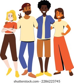 Beragam kelompok multiras dan multikultural. Seorang pria dan wanita  berdiri bersama.