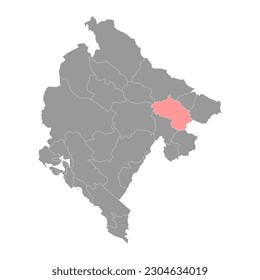 Berane Municipality map, administrative subdivision of Montenegro. Vector illustration.