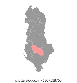 Berat county map, administrative subdivisions of Albania. Vector illustration.