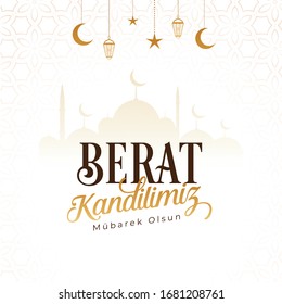 Berat Kandili. Translation: islamic holy night, vector
