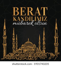 Berat kandilimiz mubarek olsun Translation: islamic holy night, vector, Barat festival