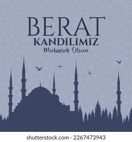 Berat Kandilimiz mübarek olsun. Übersetzung: islamische heilige Nacht. Vektorgrafik