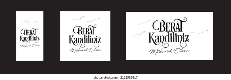 Berat Kandiliniz Mübarek Olsun
Social media works with the content of "Happy Berat Kandil" in three different sizes.