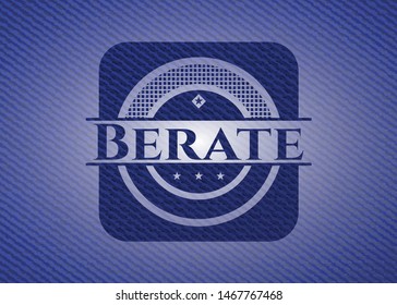 Berate badge with denim background. Vector Illustration. Detailed.