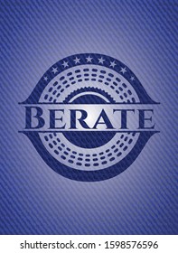 Berate badge with denim background. Vector Illustration. Detailed.