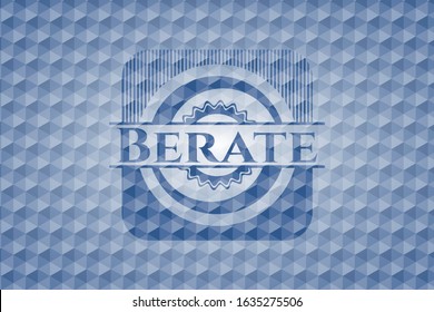 Berate blue emblem or badge with abstract geometric pattern background. Vector Illustration. Detailed.