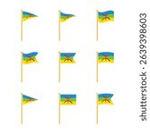Berber flags waving on poles in set collection