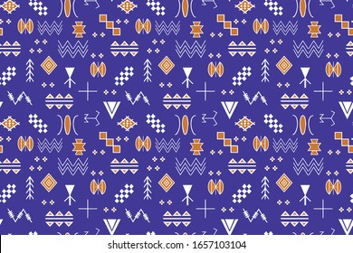 berber icons elements blue background, north african culture, vector illustration.