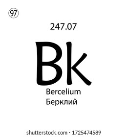 Bercelium chemical element. The inscription in Russian and English is Bercelium. vector illustrator
