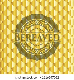 Bereaved gold emblem. Scales pattern. Vector Illustration. Detailed.