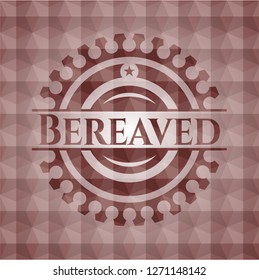 Bereaved red emblem with geometric pattern background. Seamless.