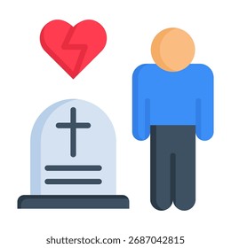 Bereavement Icon Flat Style Vector Illustration