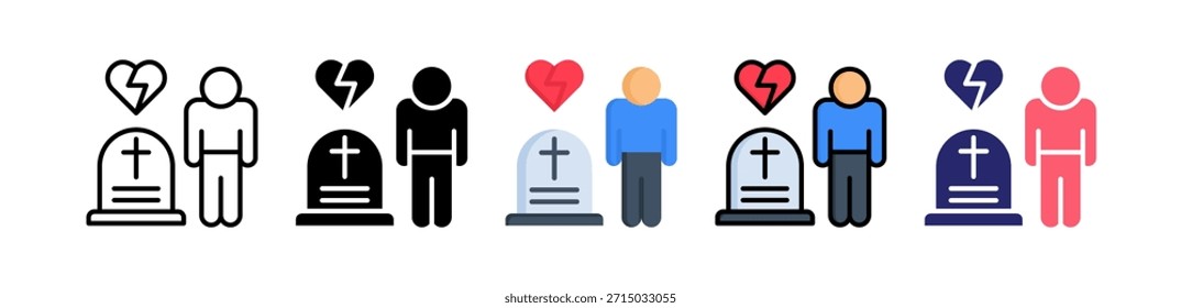 Bereavement Multiple Style Icon Set Collection..