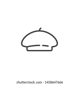 Beret cap line icon. linear style sign for mobile concept and web design. Round flattish cap outline vector icon. Symbol, logo illustration. Vector graphics