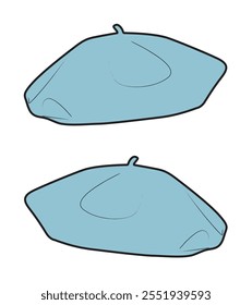 Beret caps vector mockup template.