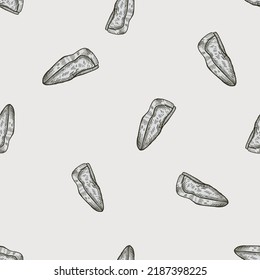 Beret engraved seamless pattern. Vintage headdress in hand drawn style. Sketch texture for fabric, wallpaper, textile, print, title, wrapping paper. Vector illustration.