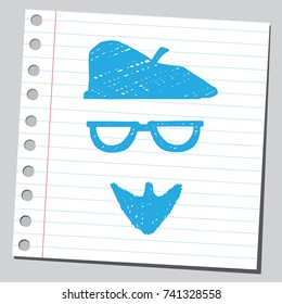 Beret, Brille und Bart
